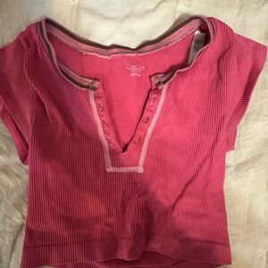 Women's Pink Ribbed Top